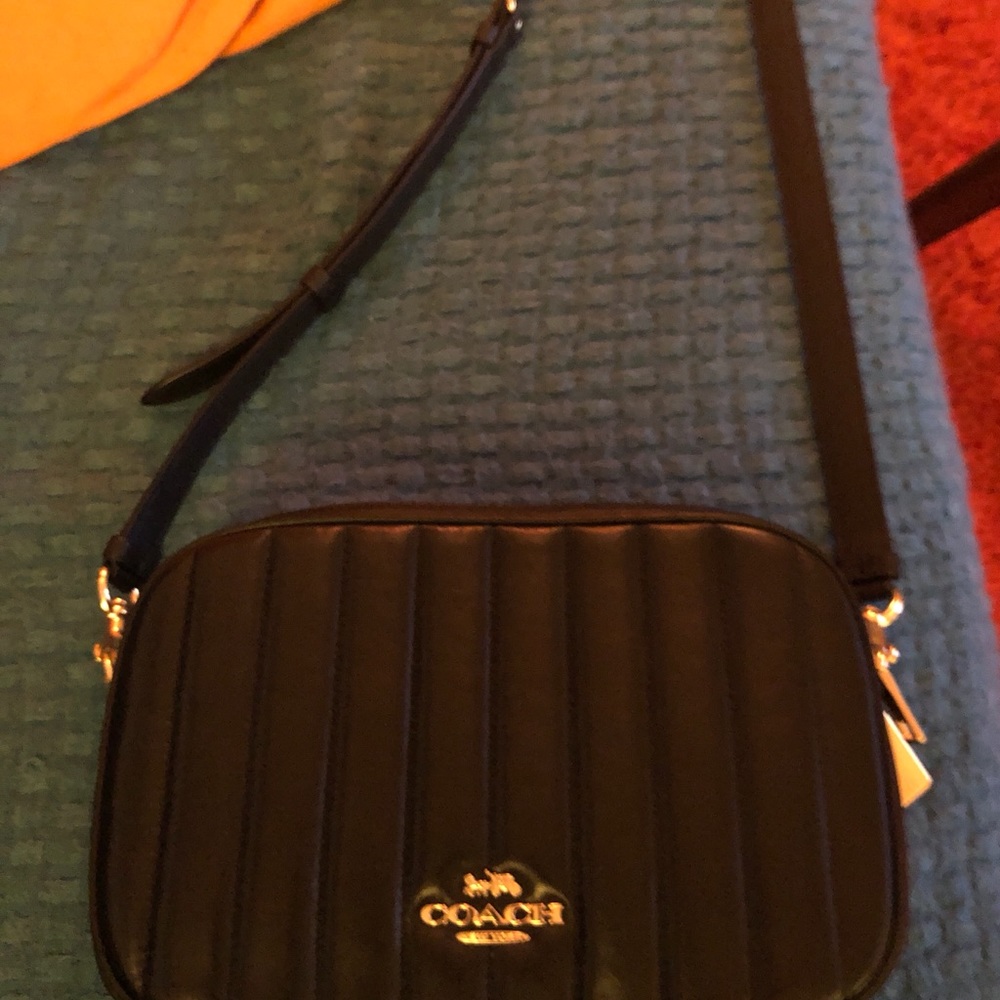 Black Coach Jes Crossbody Linear Quilting